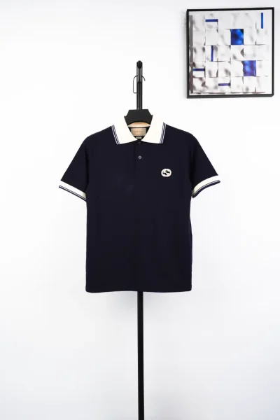 Poloshirt mit Doppel-G-Stickerei in Marineblau