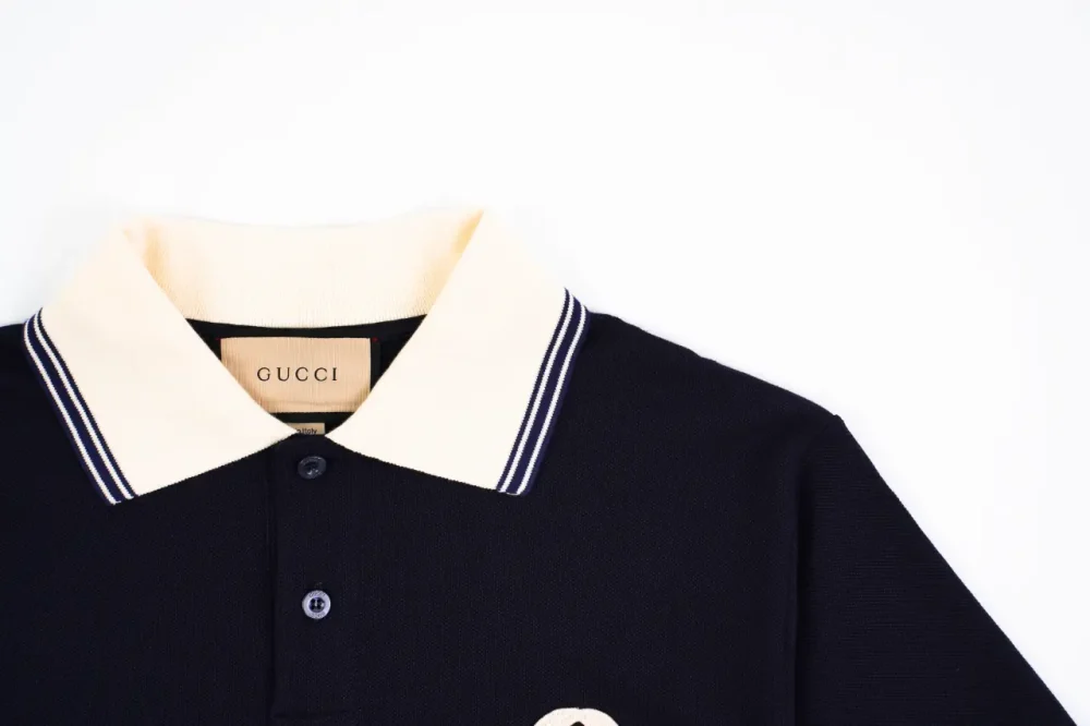 Poloshirt mit Doppel-G-Stickerei in Marineblau – Bild 9