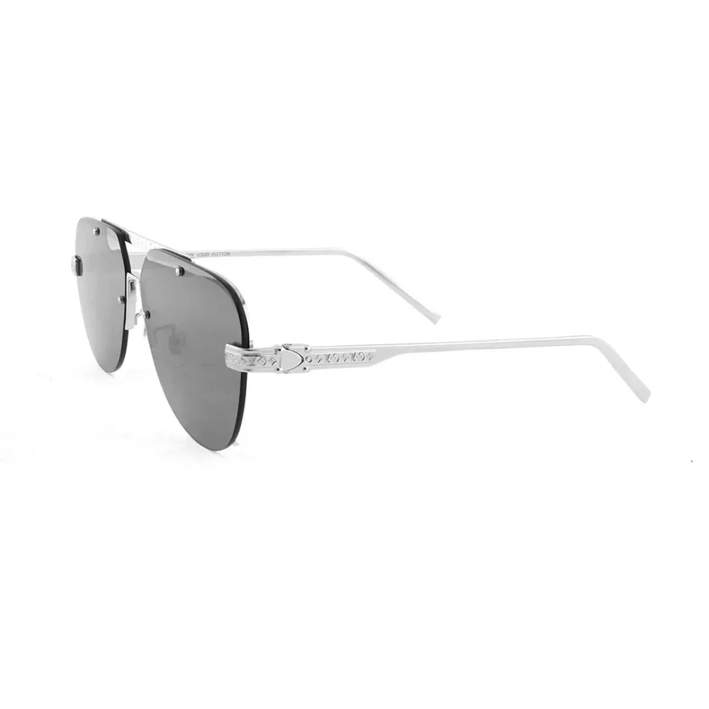 Randlose Pilotensonnenbrille Schwarz/Silber – Bild 3