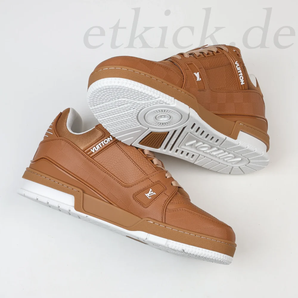 Trainer Sneaker Cognac Braun Damier-Geprägtes Kalbsleder Reps – Bild 10