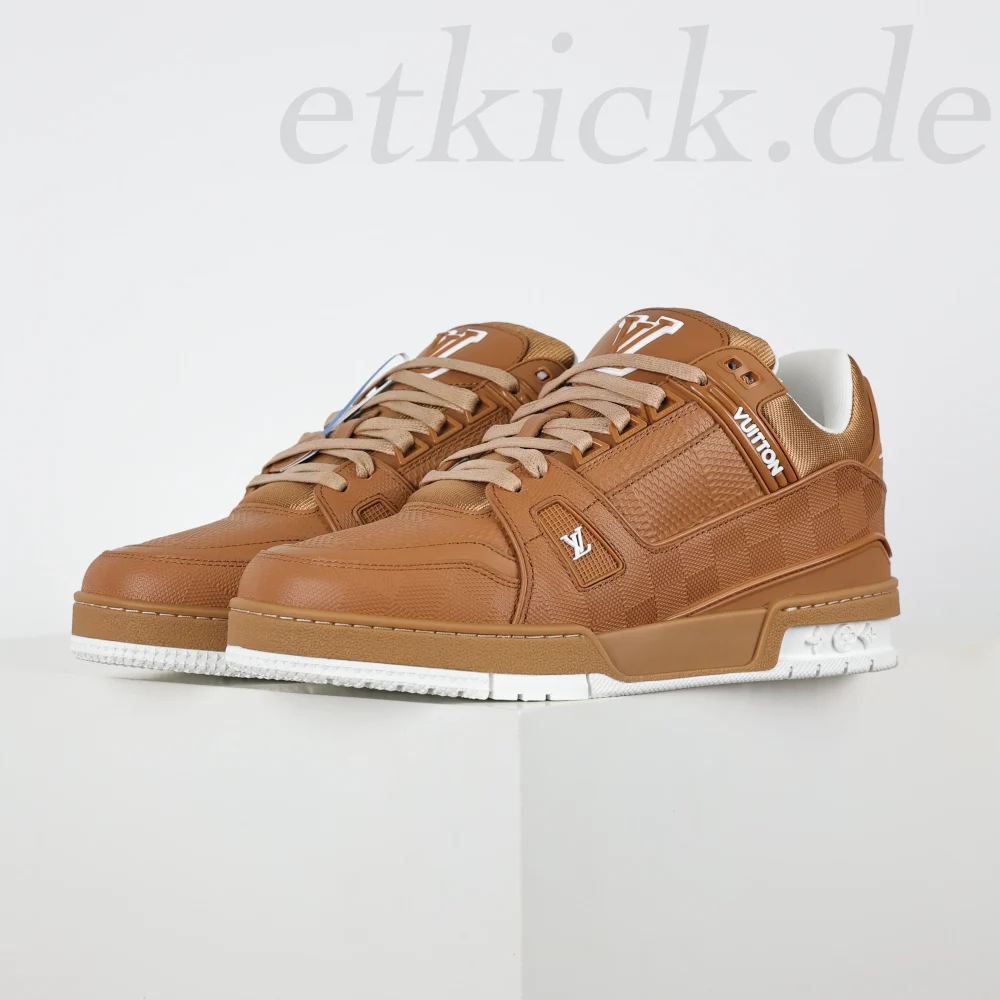 Trainer Sneaker Cognac Braun Damier-Geprägtes Kalbsleder Reps – Bild 9