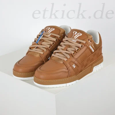Trainer Sneaker Cognac Braun Damier-Geprägtes Kalbsleder Reps