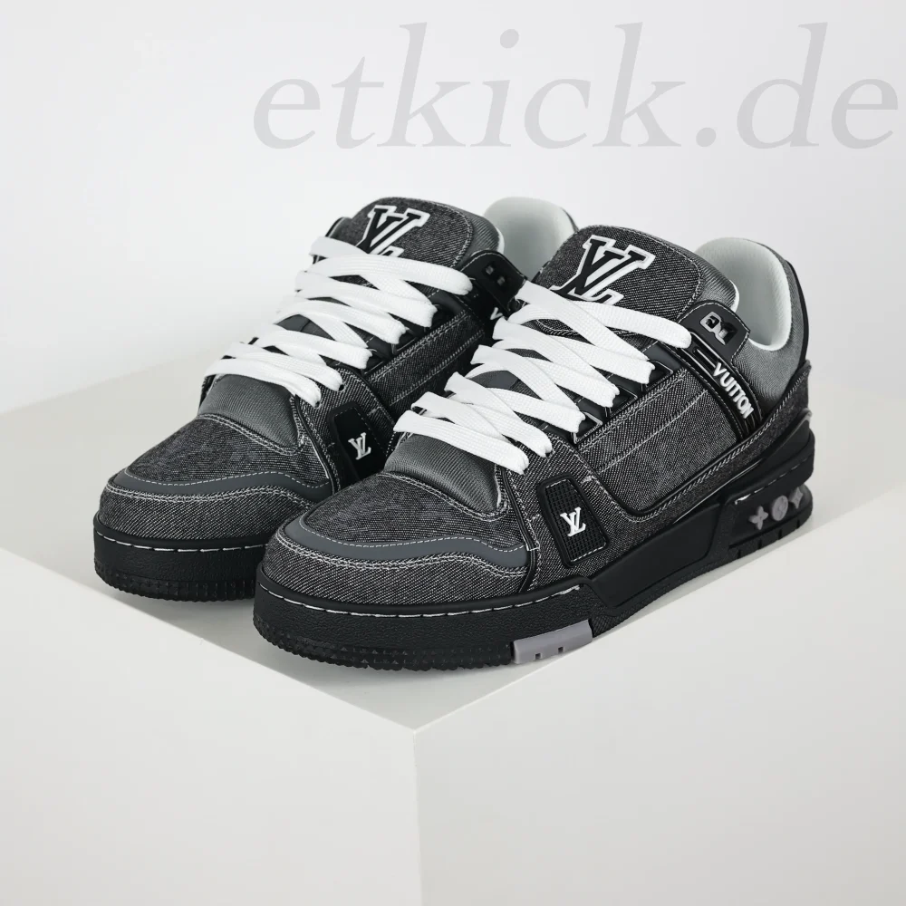Trainer Sneaker Schriftzug Denim Schwarz