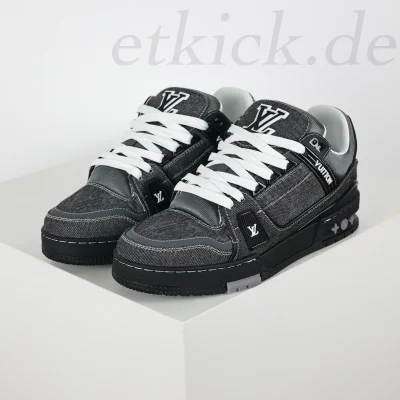Trainer Sneaker Schriftzug Denim Schwarz
