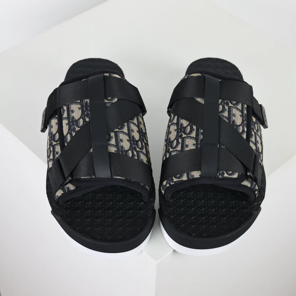 Alpha Sandale Beige und Schwarz Schräger Jacquard – Bild 7