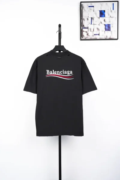 Balenciaga Coke Letter Destruction Doppelseitiges Kurzarmhemd Schwarz