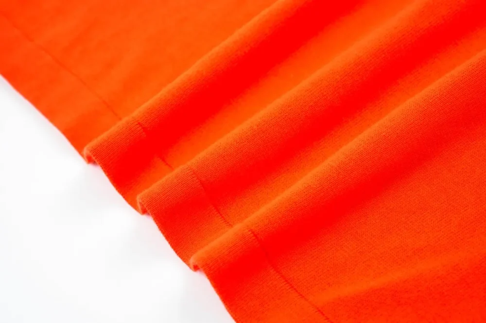 Coconut Tree Buchstaben Jacquard Rundhals Kurzarm Orange – Bild 6
