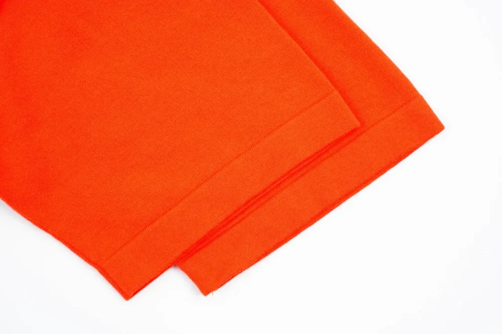 Coconut Tree Buchstaben Jacquard Rundhals Kurzarm Orange – Bild 7