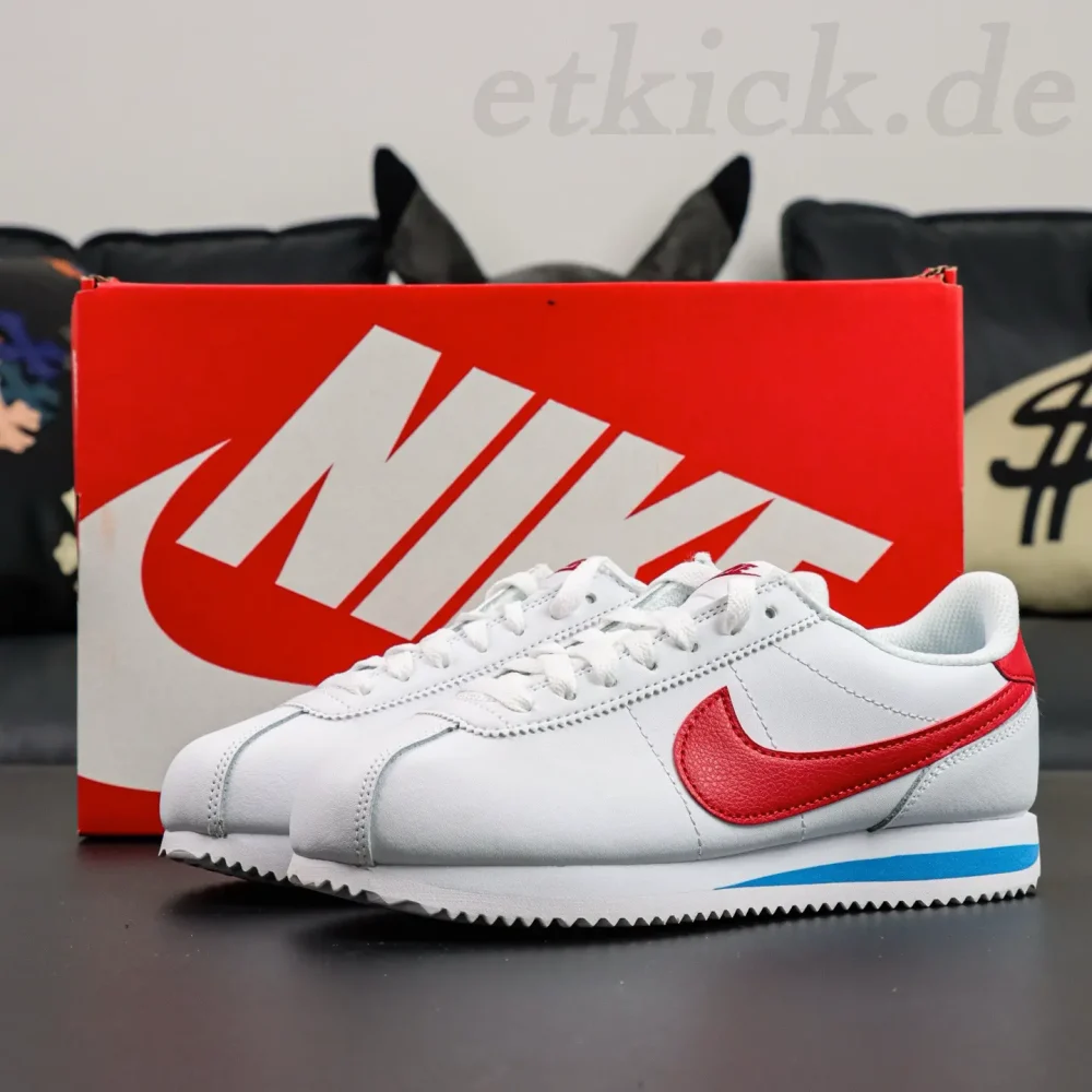 Cortez Damenschuhe Retro First Generation Leder Laufschuhe Weiß und Rot