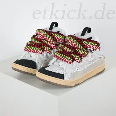 Lanvin Curb Sneakers aus Leder und Glitzer „Weiß“