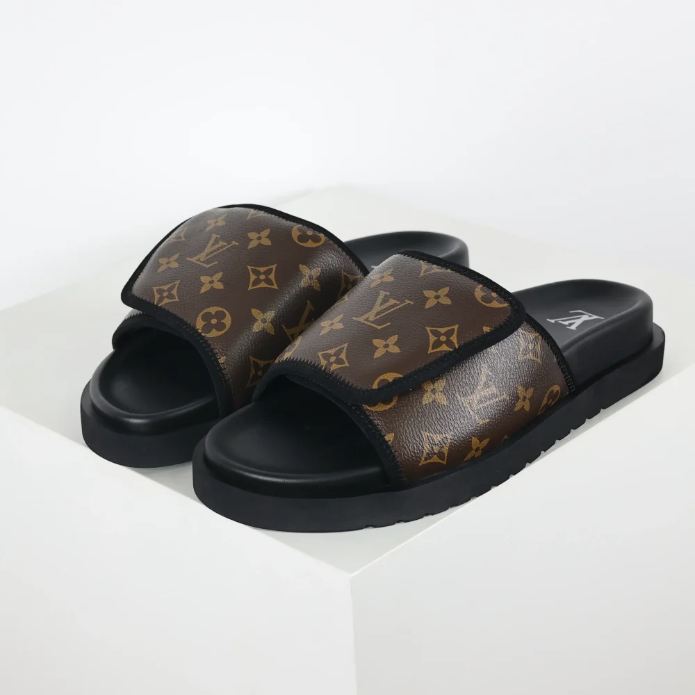 Miami Damier Classic Slide Flip-Flop mit Lauflern-Zehenpartie Braun Presbyopia