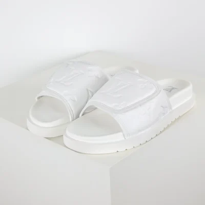 Miami Damier Classic Slide Flip-Flop mit runder Zehenpartie Weiß