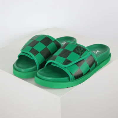 Miami Damier Flip-Flops mit runder Zehenpartie Schachbrettmuster Grün