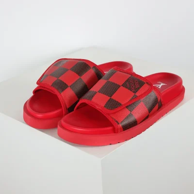 Miami Damier Flip-Flops mit runder Zehenpartie Schachbrettmuster Rot