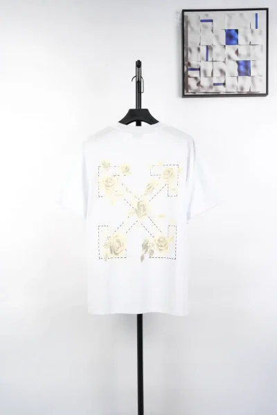 OW Rose Flower Arrow Print Kurzarm Weiß
