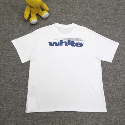 Off-White Locker geschnittenes, kurzärmliges T-Shirt mit blauen Buchstaben