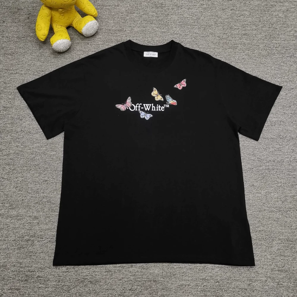Off-White neues locker sitzendes Kurzarm-T-Shirt mit Schmetterlingsmotiv
