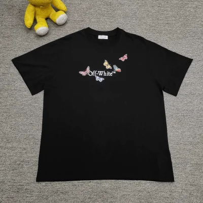 Off-White neues locker sitzendes Kurzarm-T-Shirt mit Schmetterlingsmotiv