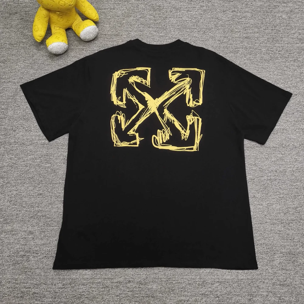 Off white neue lose version gelb kurzarm T-shirt schwarz