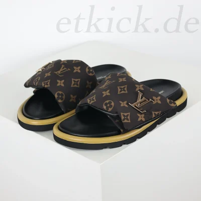 Poolkissen Flat Comfort Mule Braun Monogramm-Jacquard