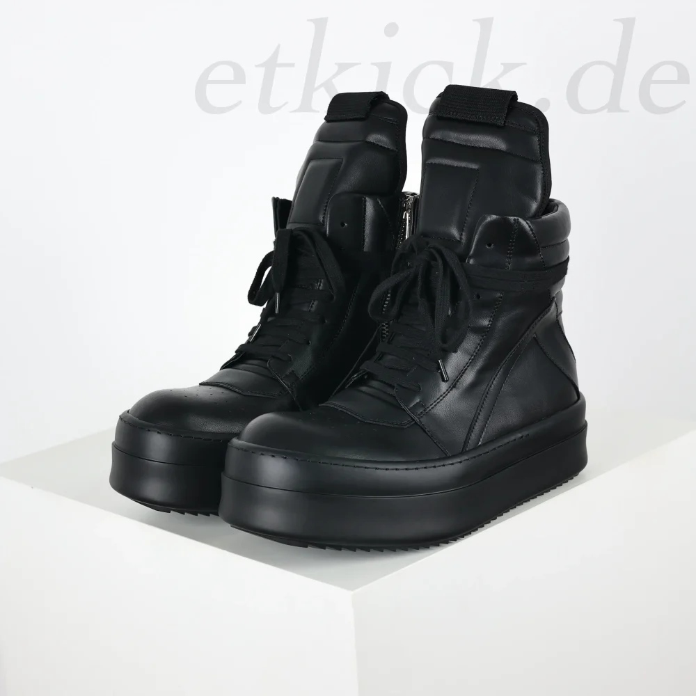 Rick Owens Mega Bumper Geobasket aus Leder Ganz in Schwarz