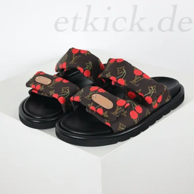 Takashi Murakami x Pool Pillow Comfort Leder-Slipper mit runder Zehenpartie
