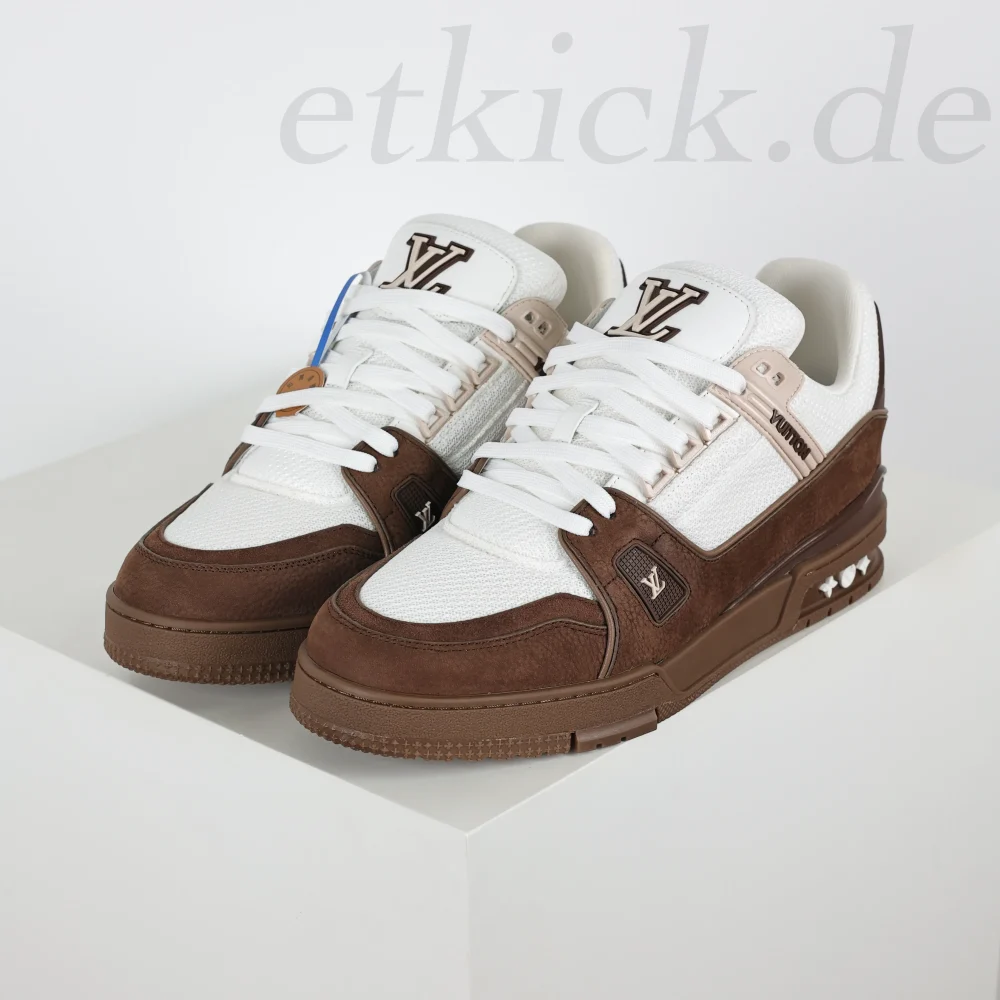 Trainer Sneakers braun und weiß Top-Version