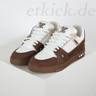 Trainer Sneakers braun und weiß Top-Version