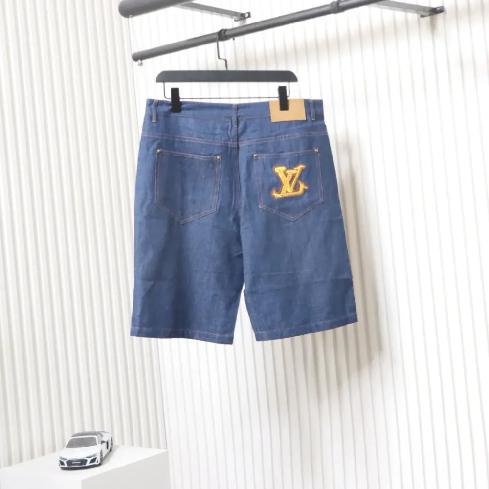 Anzug-Jeansshorts mit Hanfseil-Stickerei