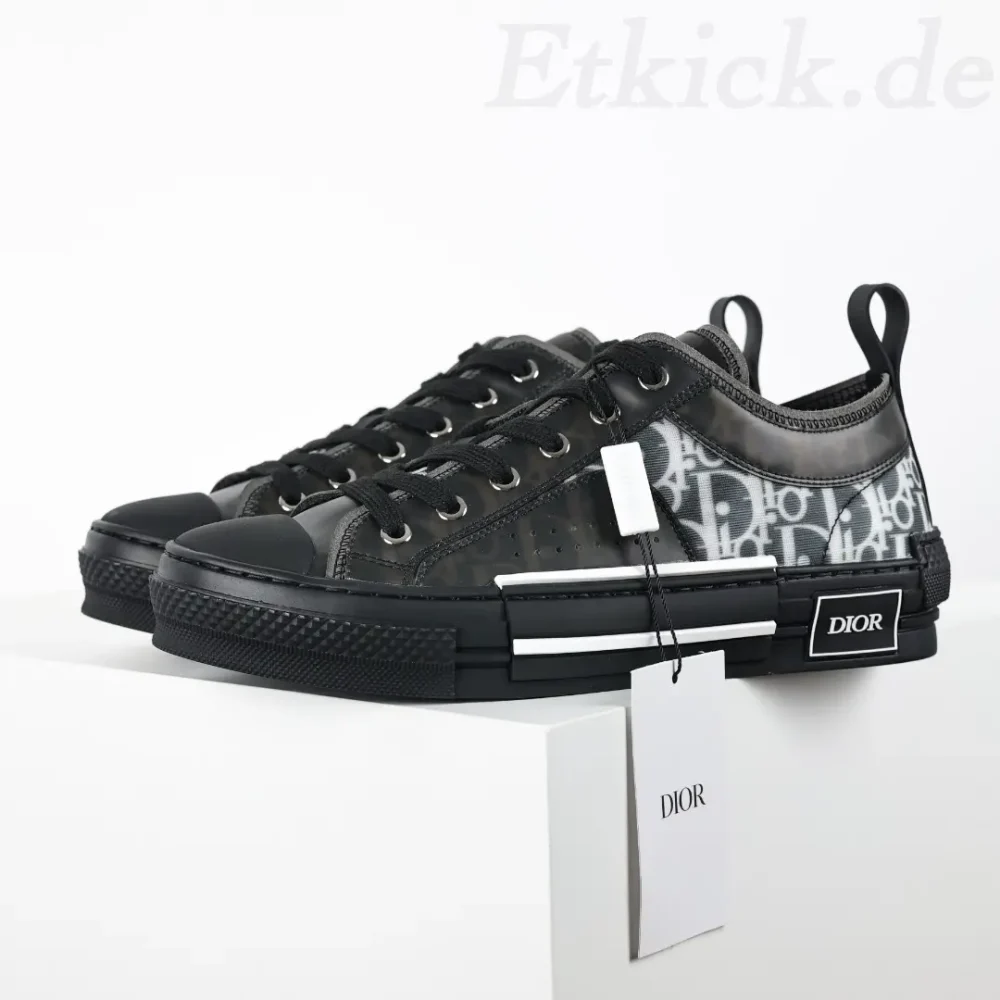 B23 Low Top Sneakers Schwarz Mesh And Oblique – Bild 2