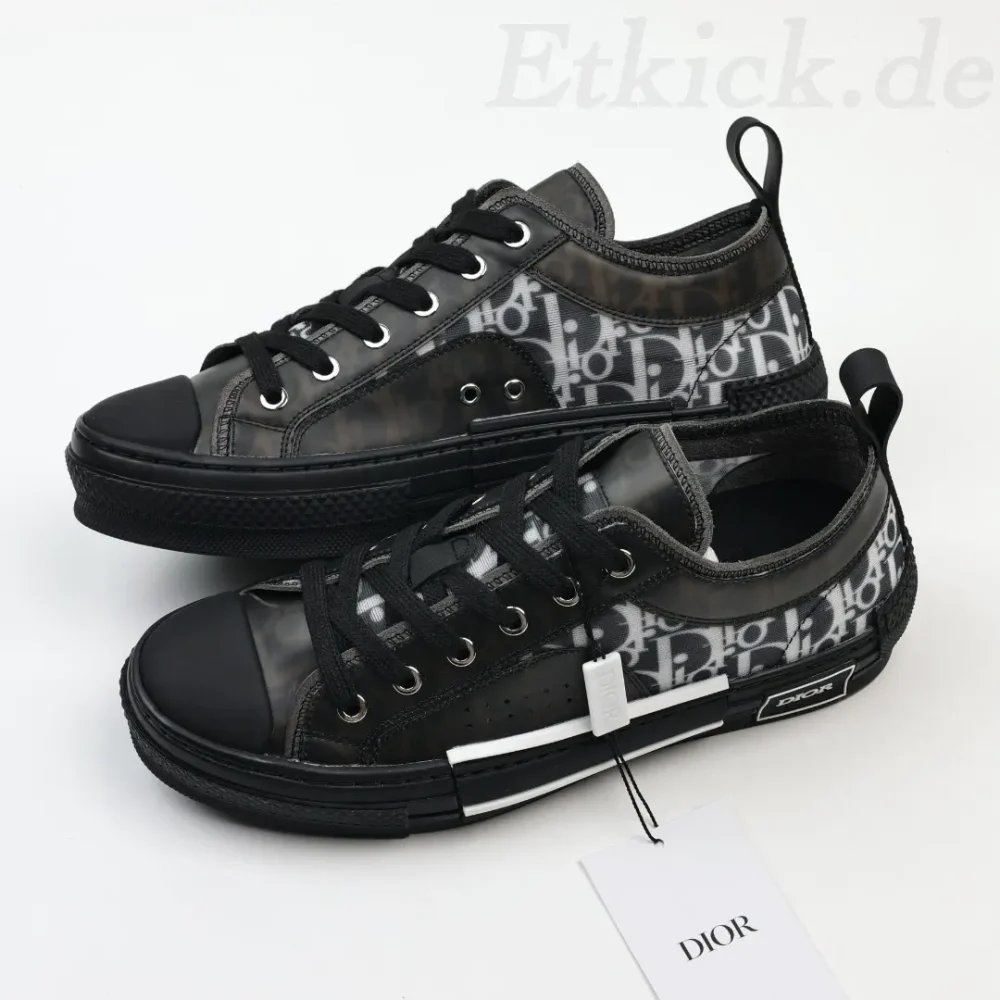 B23 Low Top Sneakers Schwarz Mesh And Oblique – Bild 9