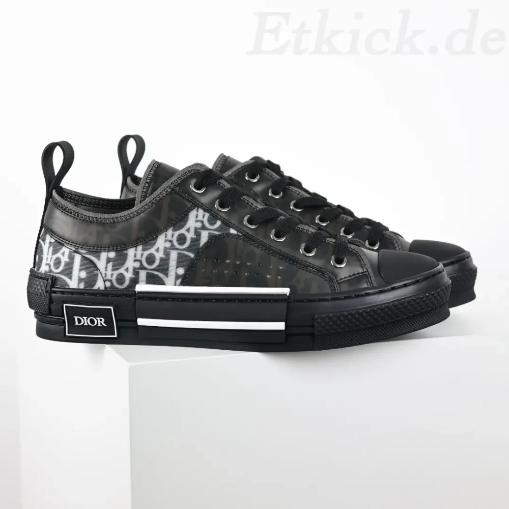 B23 Low Top Sneakers Schwarz Mesh And Oblique – Bild 5