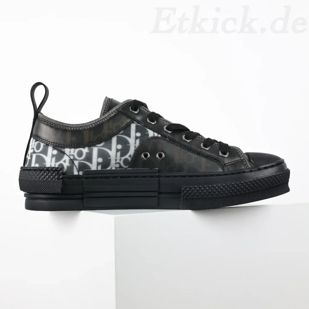 B23 Low Top Sneakers Schwarz Mesh And Oblique – Bild 3