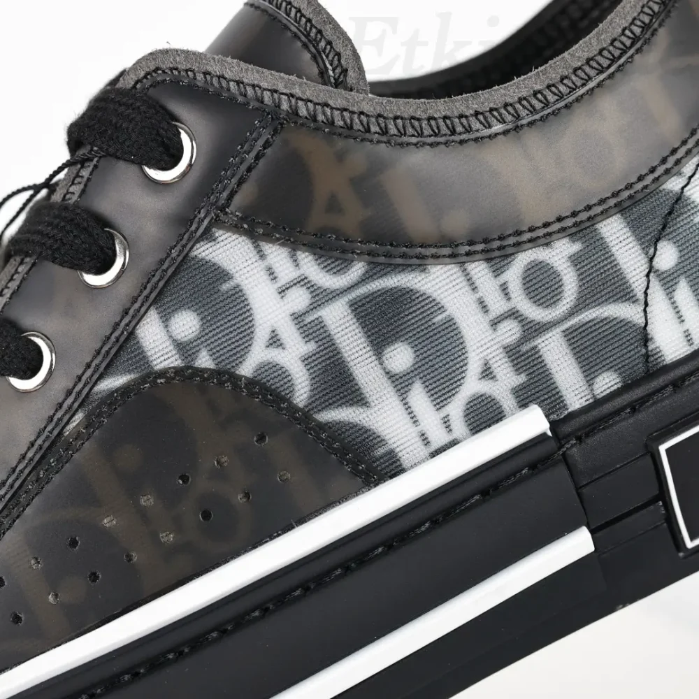 B23 Low Top Sneakers Schwarz Mesh And Oblique – Bild 12