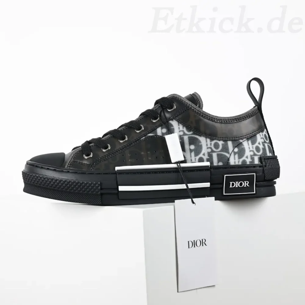 B23 Low Top Sneakers Schwarz Mesh And Oblique – Bild 4