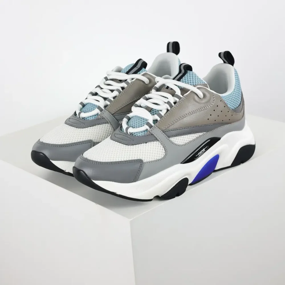 B22 Jogging Fashion Sneakers Grau, Weiß und Blau