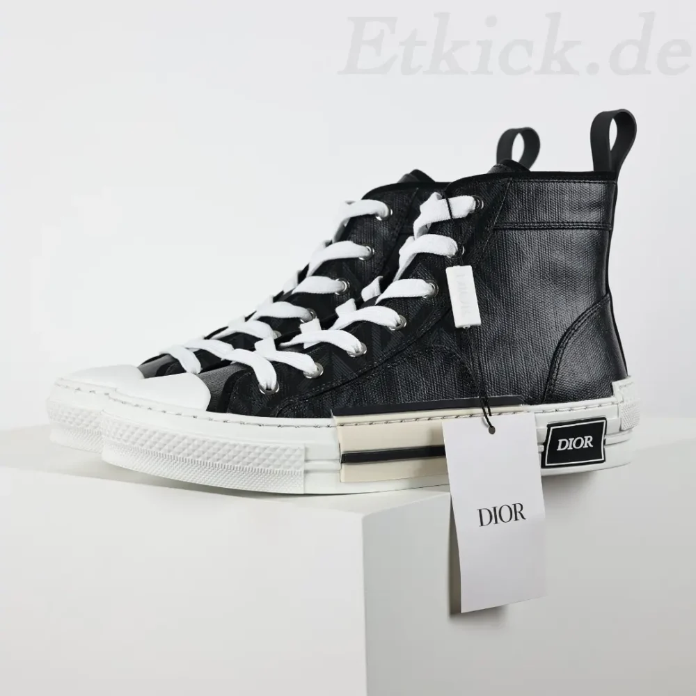 B23 Oblique High Top Sneakers Obermaterial aus schwarzem Leder – Bild 2