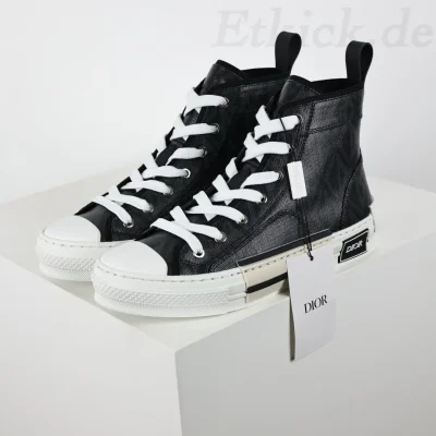 B23 Oblique High Top Sneakers Obermaterial aus schwarzem Leder