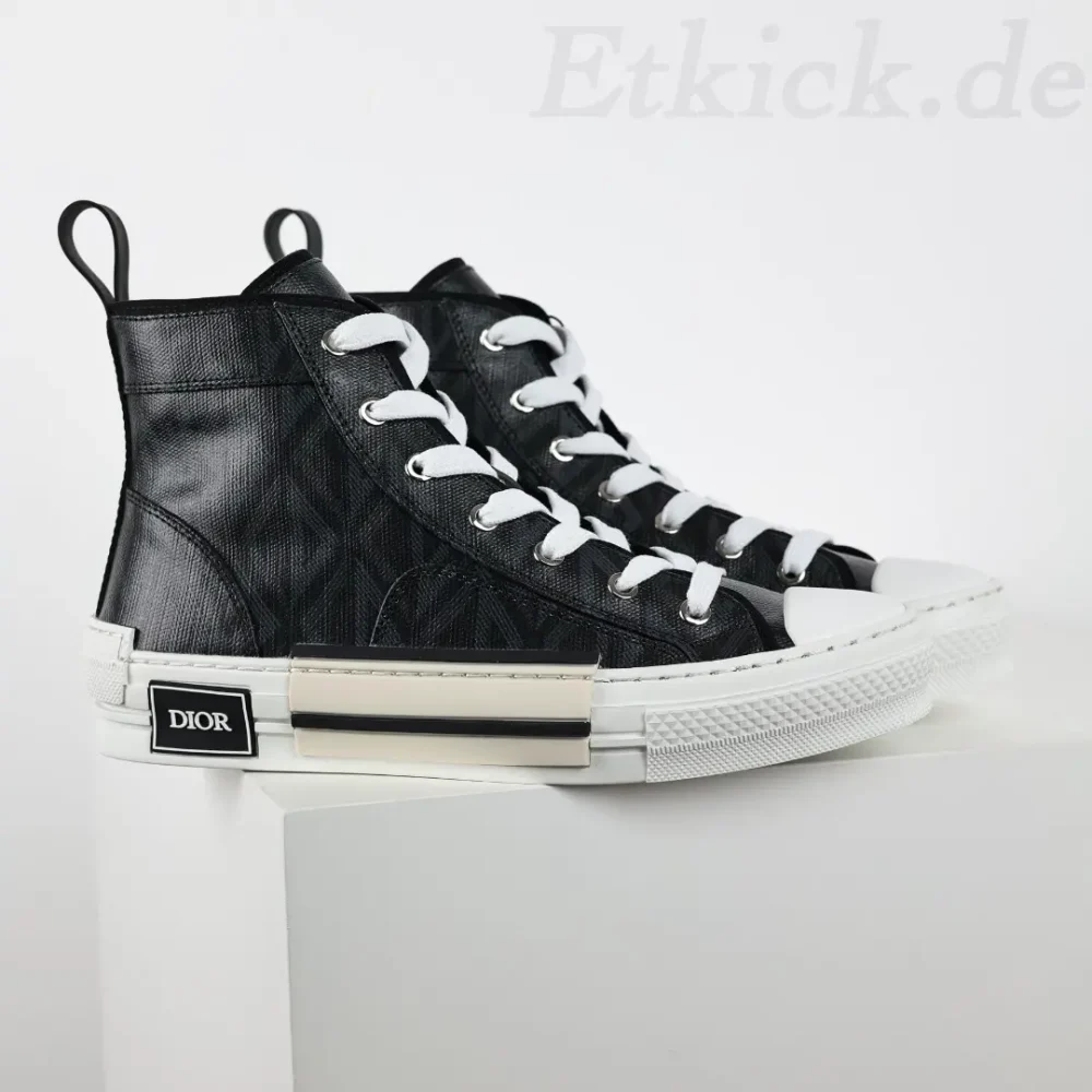 B23 Oblique High Top Sneakers Obermaterial aus schwarzem Leder – Bild 5