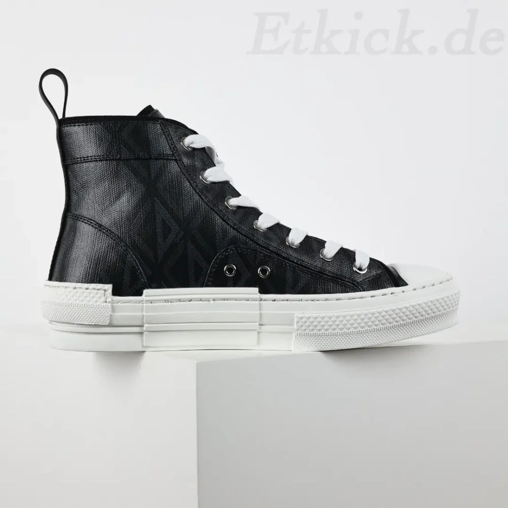 B23 Oblique High Top Sneakers Obermaterial aus schwarzem Leder – Bild 4