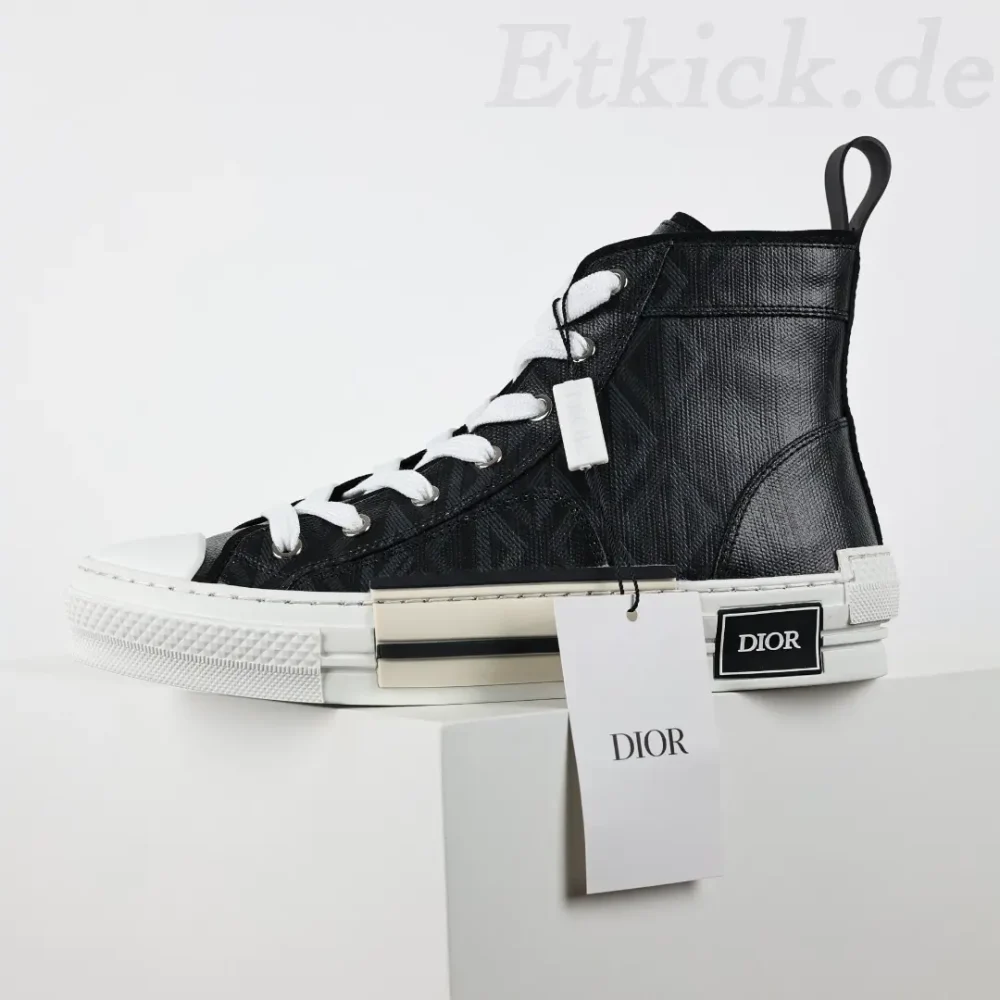 B23 Oblique High Top Sneakers Obermaterial aus schwarzem Leder – Bild 3