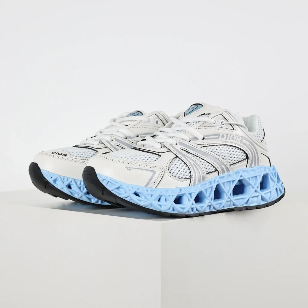 B35 NXXT Sneaker Technisches Gewebe und Mesh Weiß und Blau – Bild 3