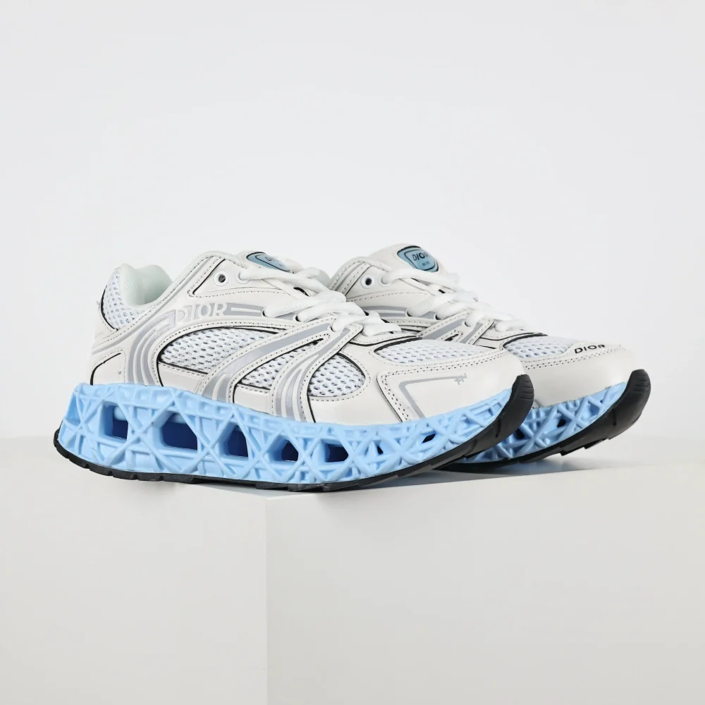 B35 NXXT Sneaker Technisches Gewebe und Mesh Weiß und Blau – Bild 2