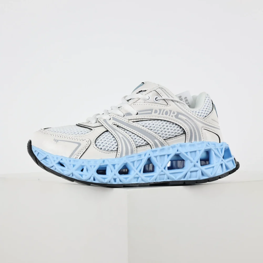 B35 NXXT Sneaker Technisches Gewebe und Mesh Weiß und Blau – Bild 4