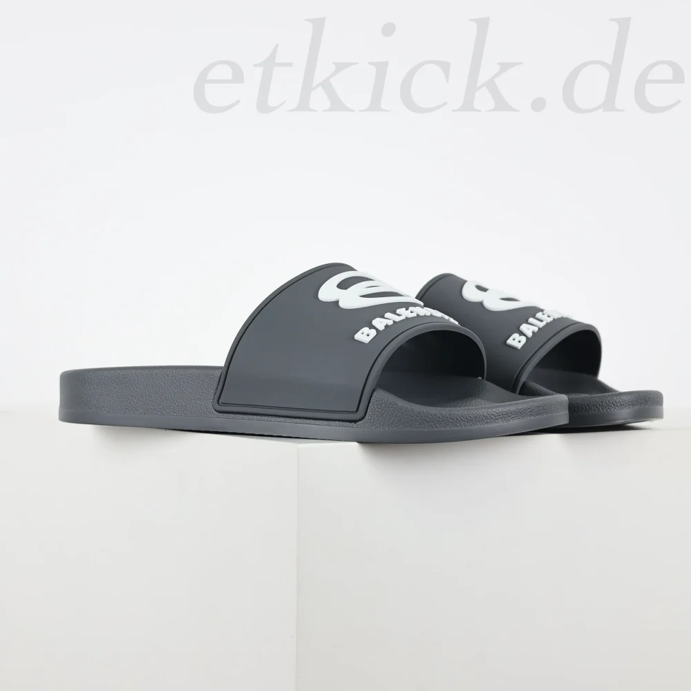 Balenciaga Herren Pool Slide Sandale in Graublau und Weiß – Bild 2