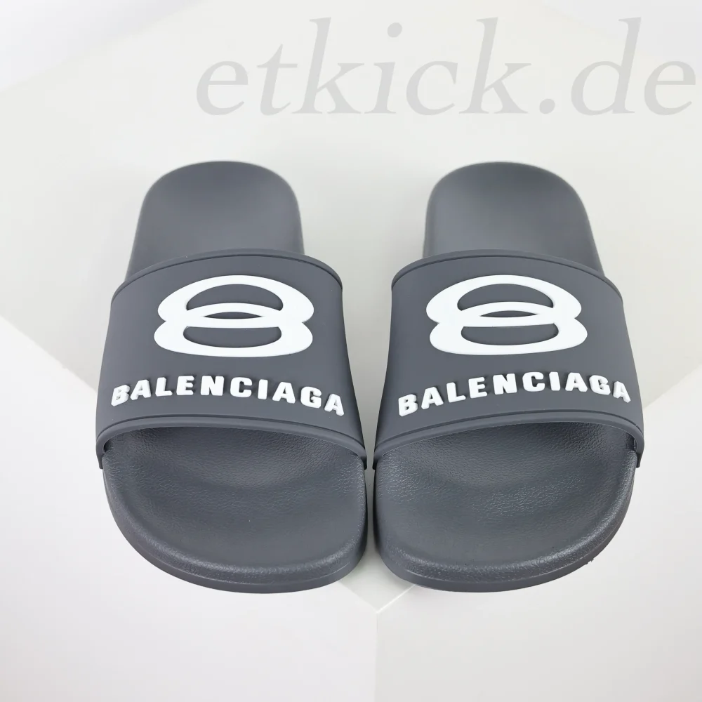 Balenciaga Herren Pool Slide Sandale in Graublau und Weiß – Bild 4