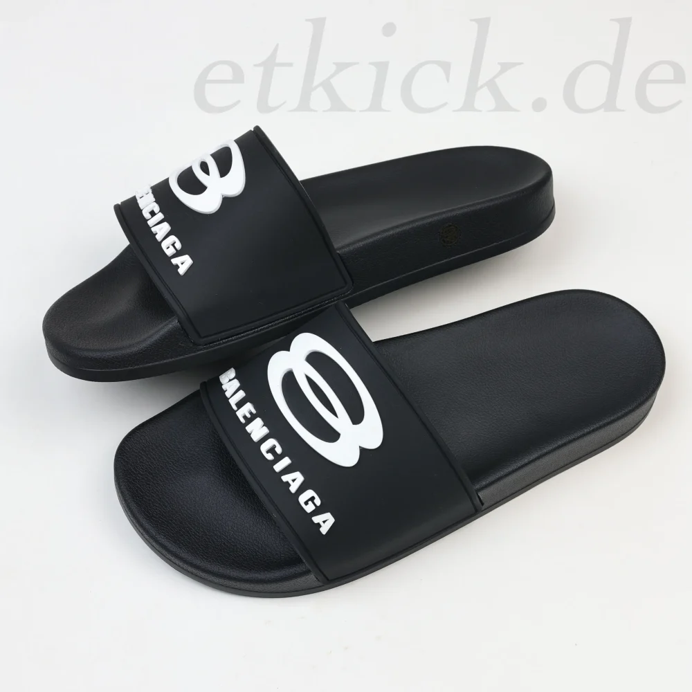 Balenciaga Herren Pool Slide Sandale in Schwarz und Weiß – Bild 4