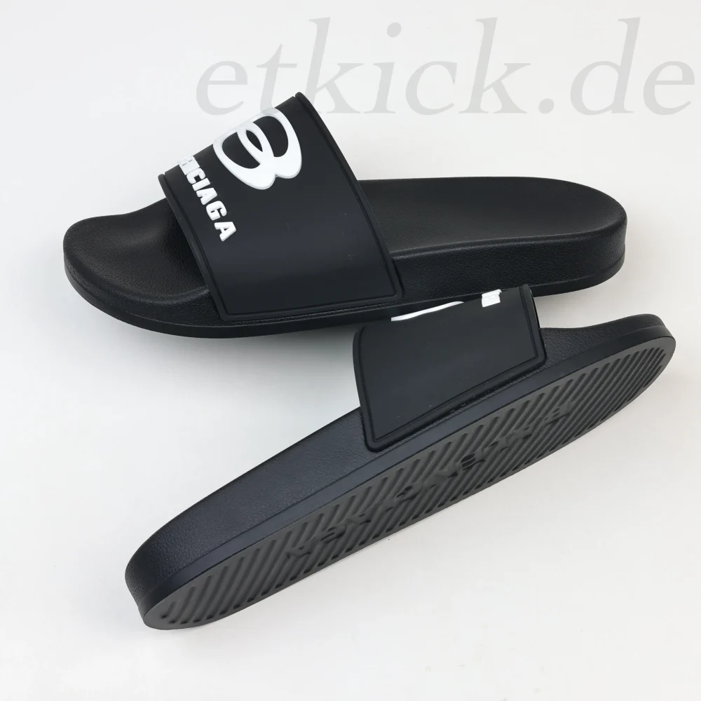 Balenciaga Herren Pool Slide Sandale in Schwarz und Weiß – Bild 8