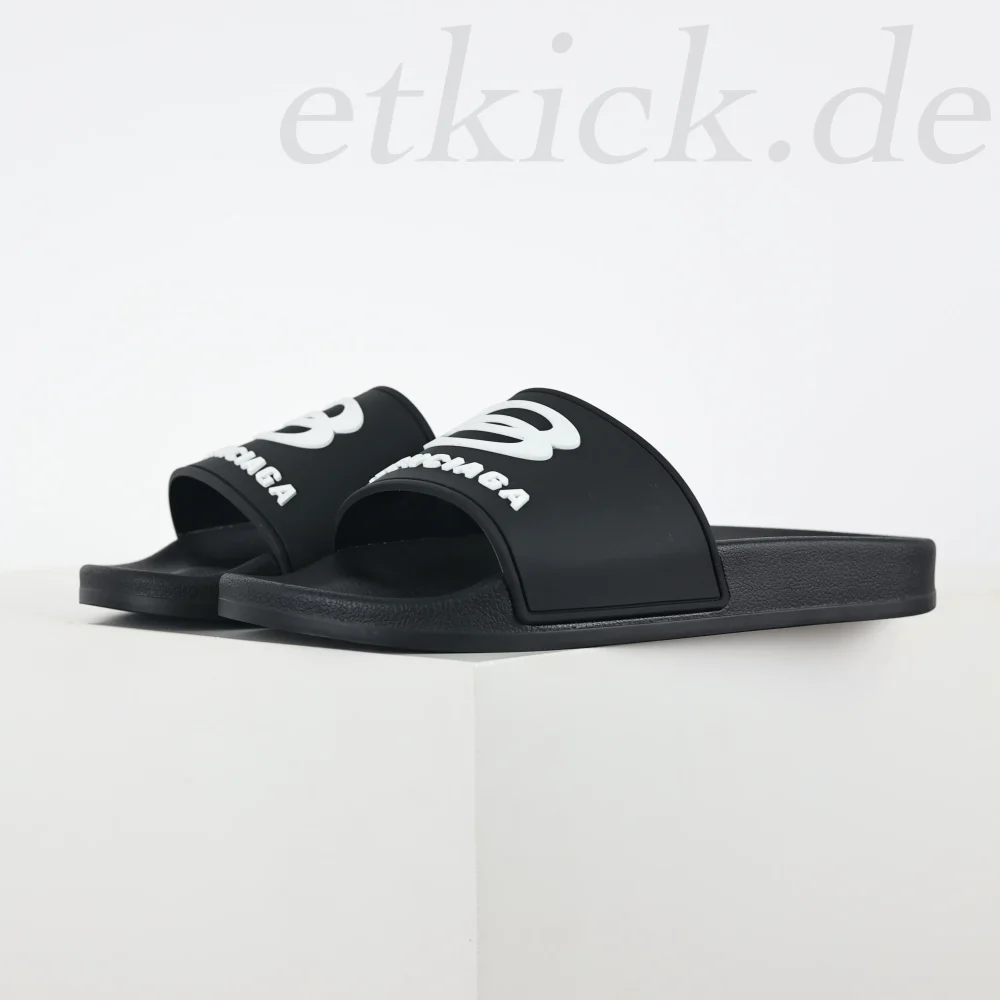Balenciaga Herren Pool Slide Sandale in Schwarz und Weiß – Bild 2