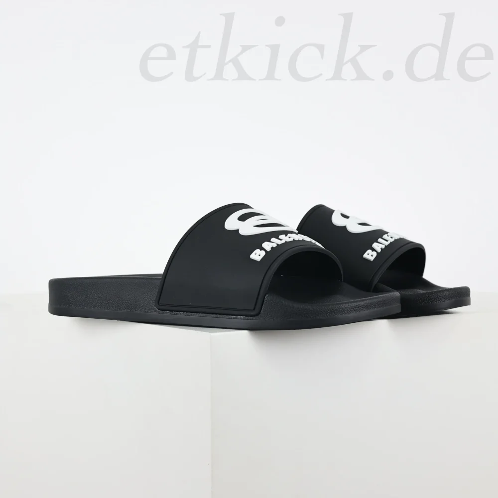 Balenciaga Herren Pool Slide Sandale in Schwarz und Weiß – Bild 3